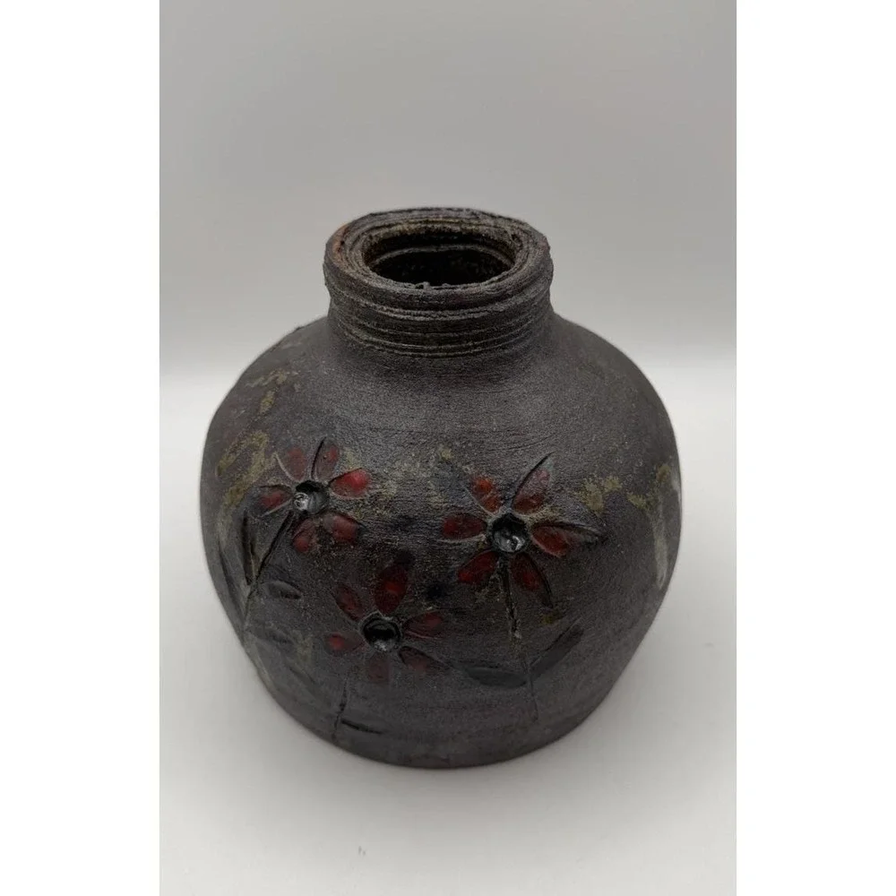 Turkey Mt Pottery Armuchee GA Studio‎ Art Pottery Lamp Base Vase Dragonfly